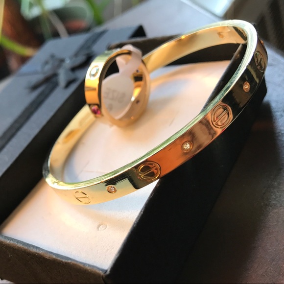 Beautiful set bangle & ring/multi color crystals - Picture 5 of 8